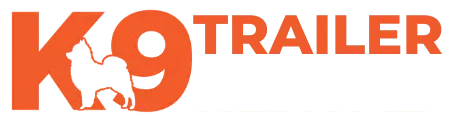 Logo of "K9 Trailer" written in orange text. The "9" incorporates a stylized dog silhouette.